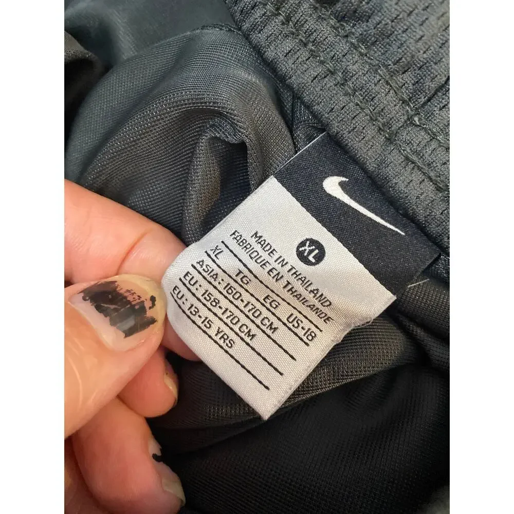 Nike Boys XL (18) Dark Gray & Royal Blue Mesh Athletic Track Pants Warm Up Y2K